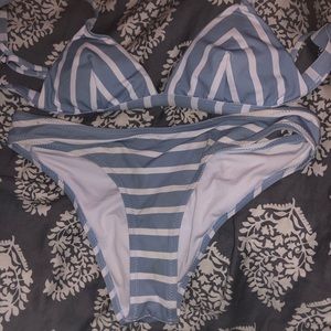 CupShe Blue and White Striped Bikini